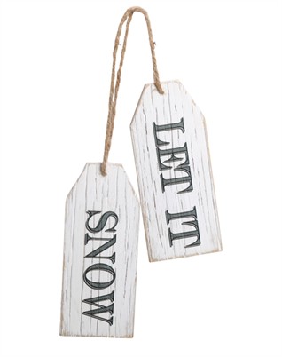 Let It Snow Schild - Antik Weiß